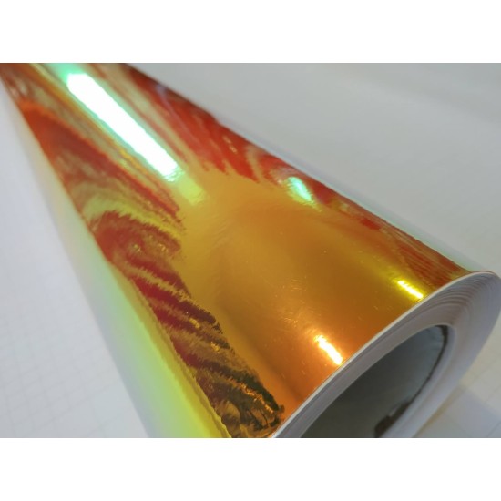 Dúhová chrómová fólia - oranžová