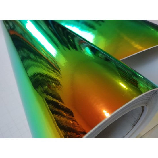 Dúhová chrómová fólia - zelená