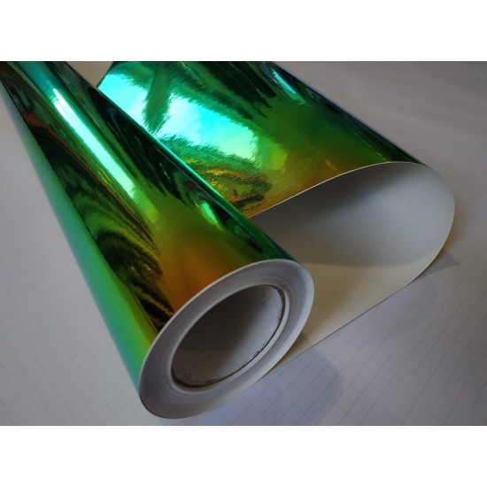 Dúhová chrómová fólia - zelená