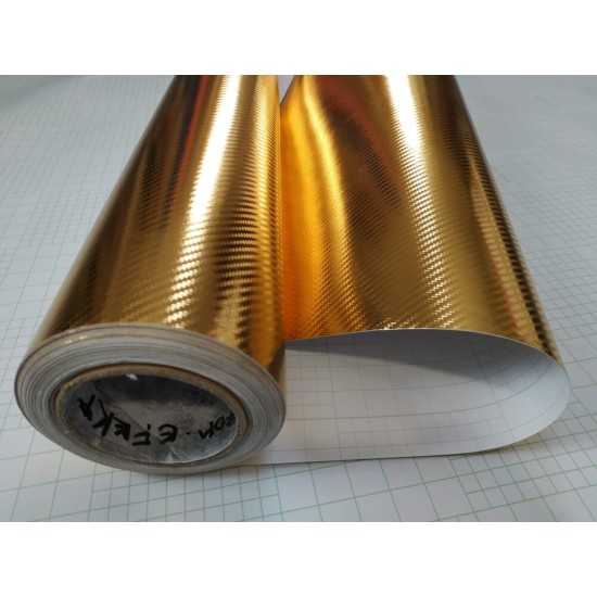 Zlatá chrómová 3D karbónová fólia Zlatá chrómová 3D karbónová fólia