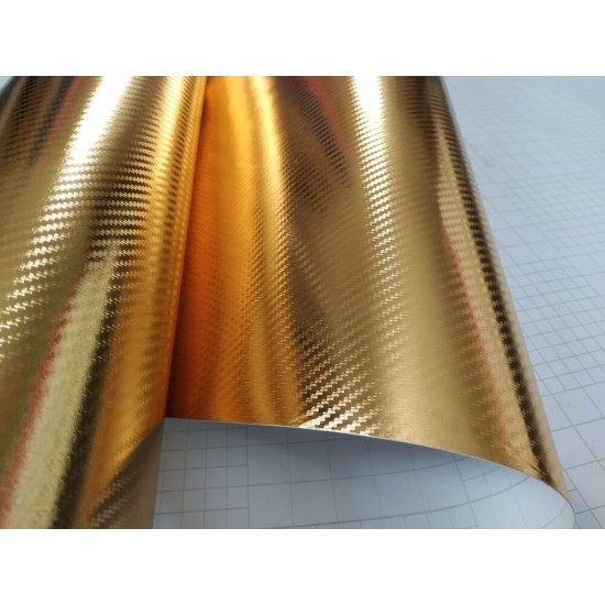 Zlatá chrómová 3D karbónová fólia Zlatá chrómová 3D karbónová fólia