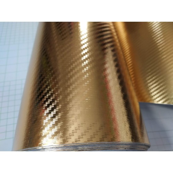 Zlatá chrómová 3D karbónová fólia Zlatá chrómová 3D karbónová fólia