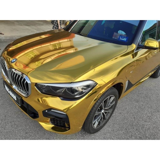 Zlatá chrómová fólia, rozmer 1,52m x 0,85m