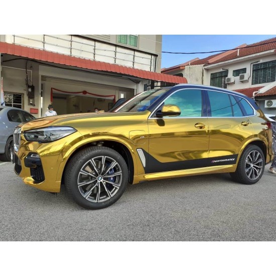 Zlatá chrómová fólia, rozmer 1,52m x 0,85m